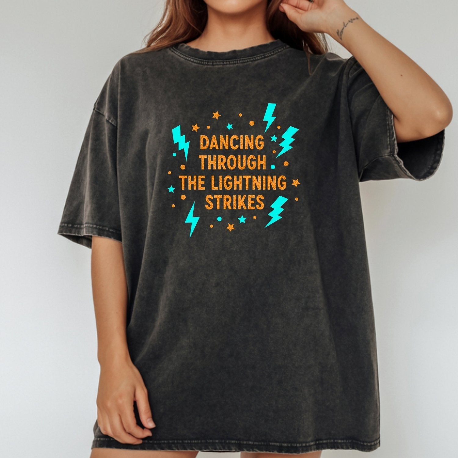 Dancing Through the Lightning Shirt – Vintage Opalite Sky Graphic Tee