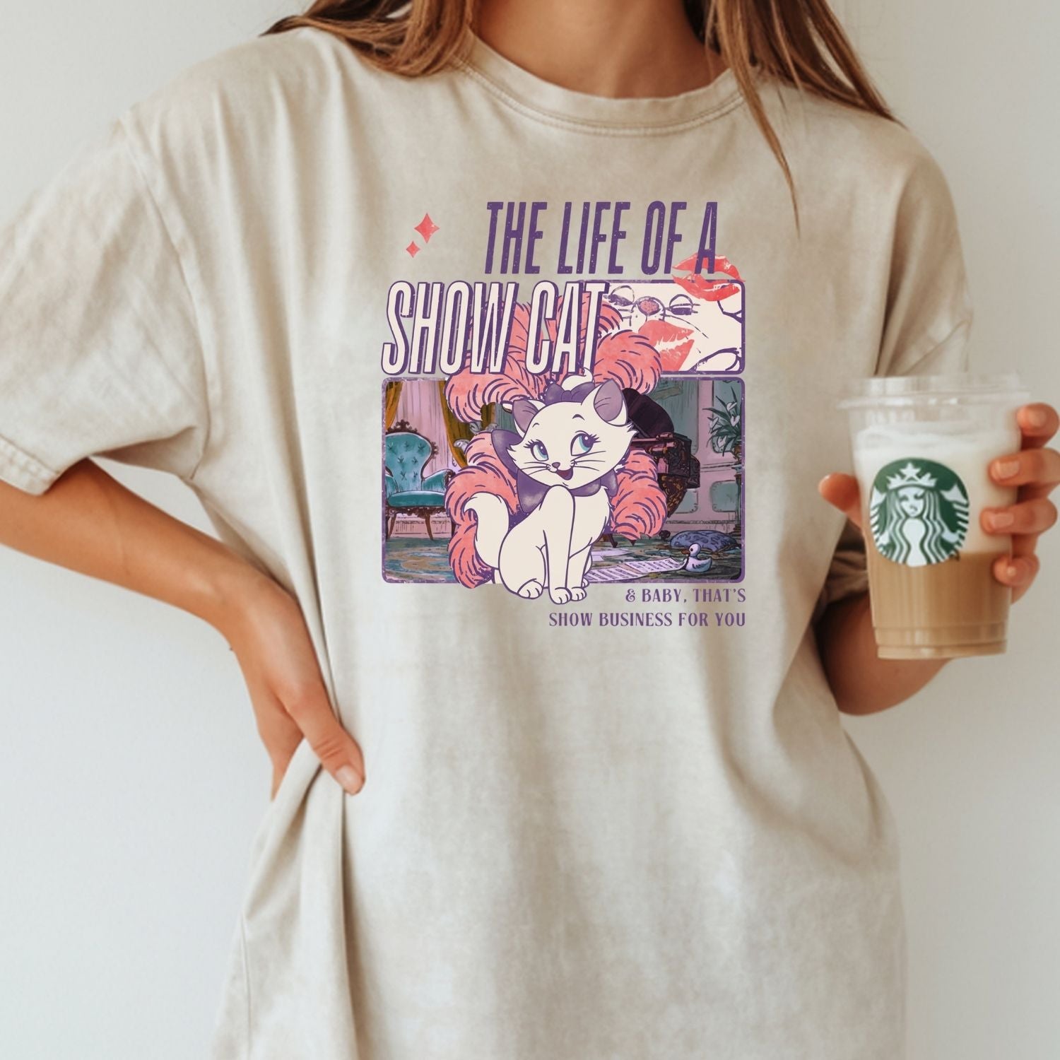 Showgirl Cat Shirt - Vintage The Life of a Showcat Tee - Cute Retro Cat Graphic T-Shirt
