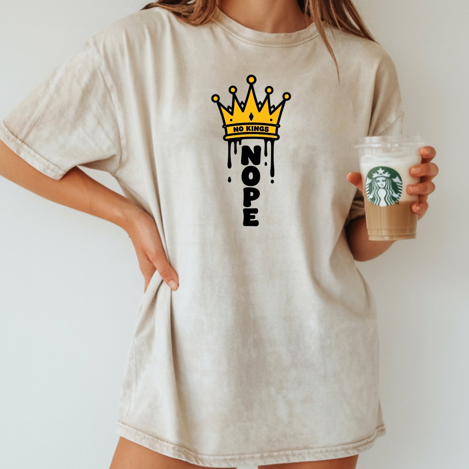 No Kings T-Shirt – Crown Graphic Tee, Patriotic Freedom Protest Design