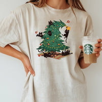 Christmas Tree and Cat Shirt – Cute Cat Lover Holiday Graphic Tee