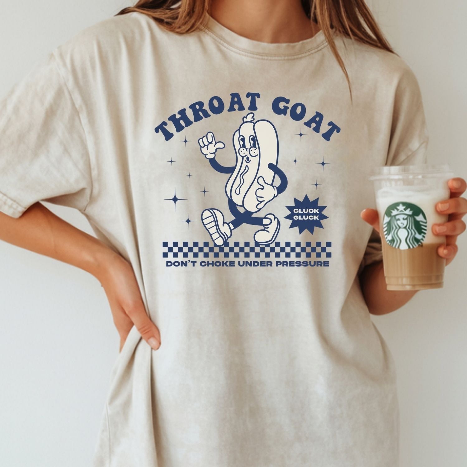 Funny Throat Goat Meme T-Shirt - Retro Inappropriate Shirt - Embarrassing Humor Tee for Adults