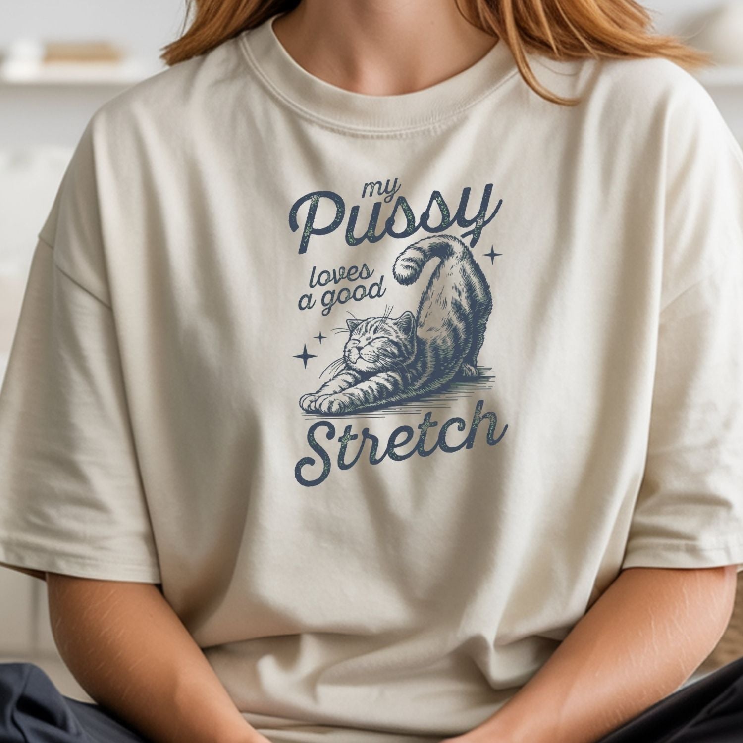 Cheeky Cat Shirt – Funny Stretching Cat Tee, Retro Humor Gift for Her