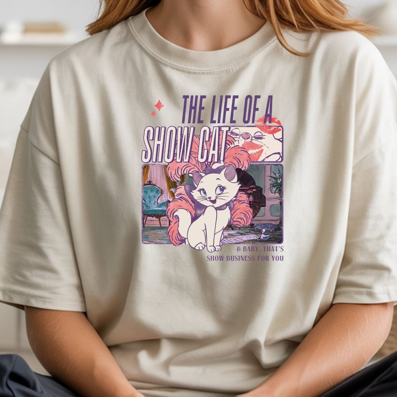 Showgirl Cat Shirt - Vintage The Life of a Showcat Tee - Cute Retro Cat Graphic T-Shirt