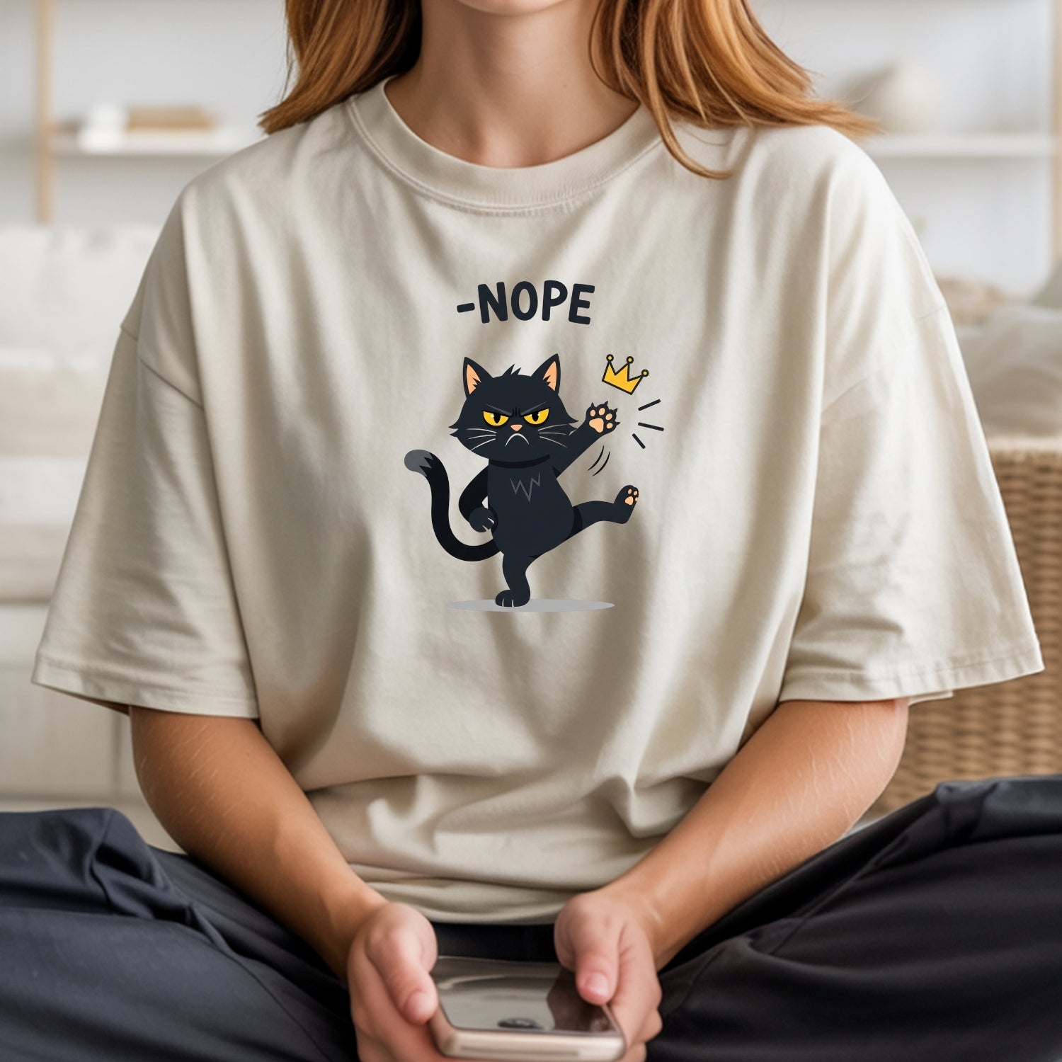 No Kings in America Black Cat T-Shirt – Funny Patriotic Meme Tee – Independence Graphic Top