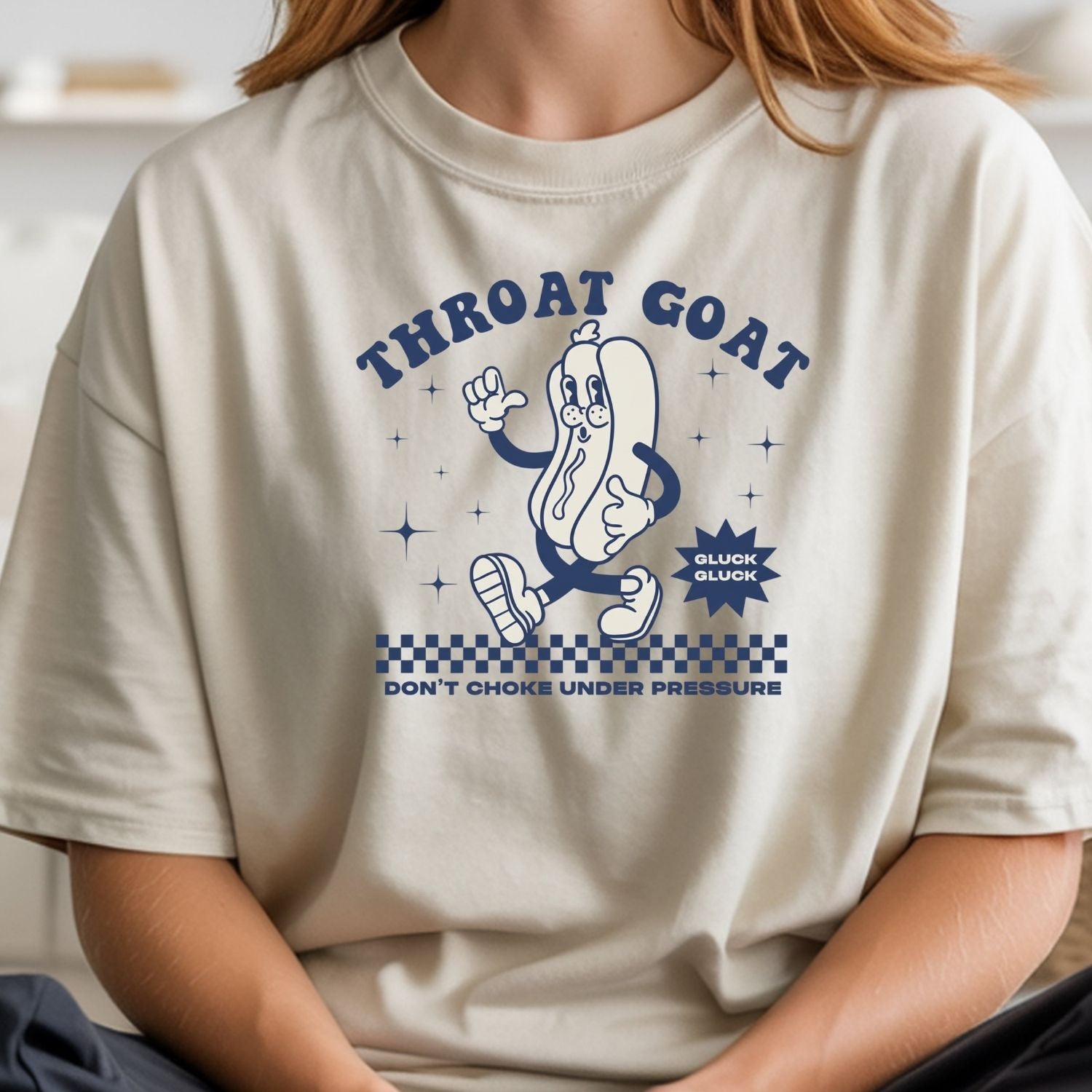 Funny Throat Goat Meme T-Shirt - Retro Inappropriate Shirt - Embarrassing Humor Tee for Adults