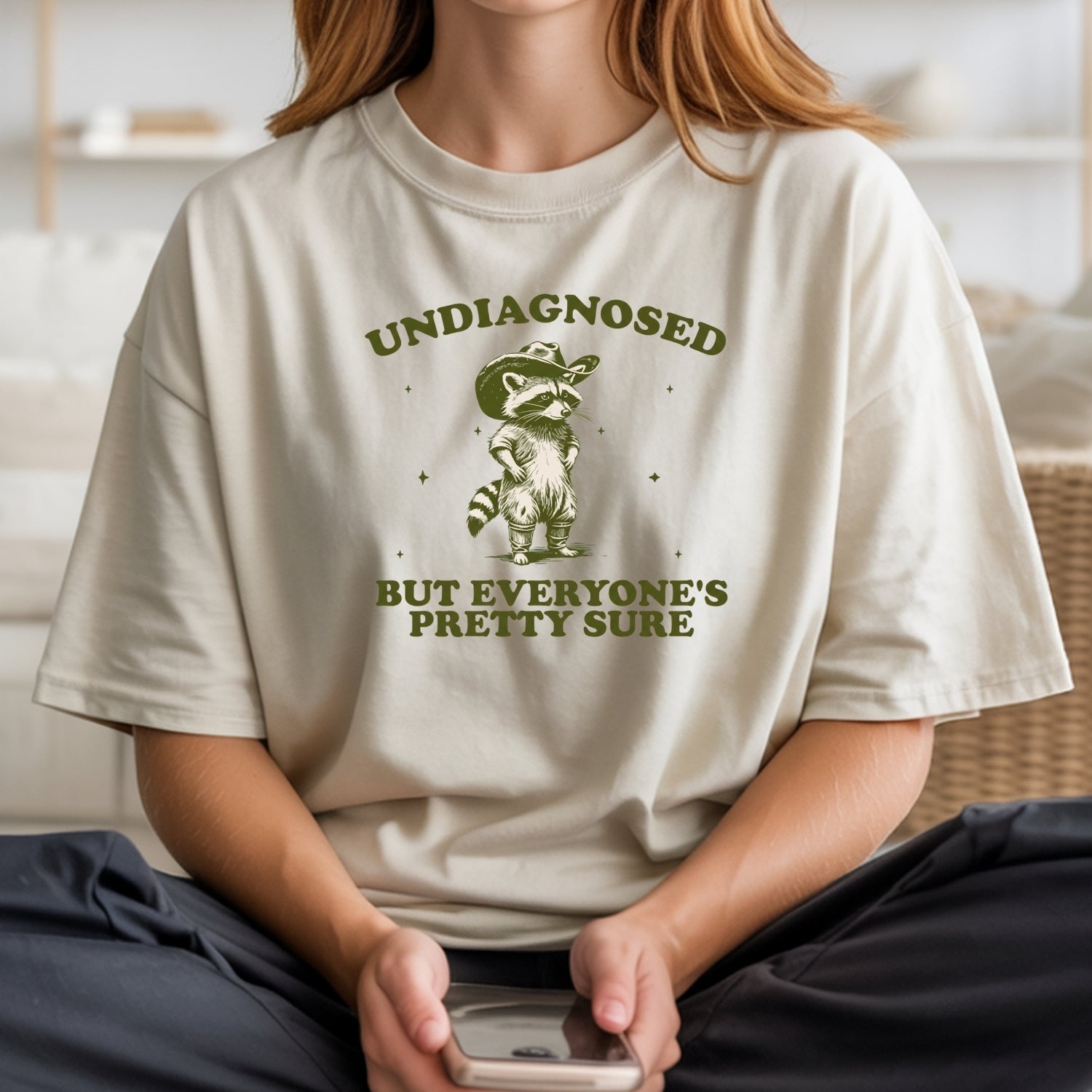 Undiagnosed but Everyone’s Pretty Sure T-Shirt – Funny Raccoon Tee – Vintage Cowboy Meme Design