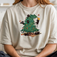 Christmas Tree and Cat Shirt – Cute Cat Lover Holiday Graphic Tee