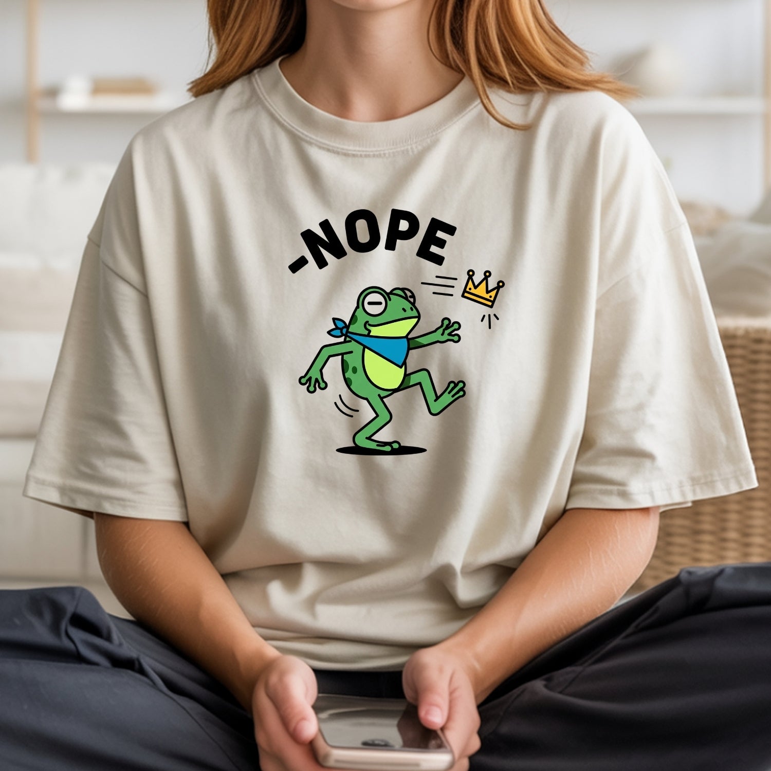 No Kings Streetwear T-Shirt – Frog Graphic Cotton Top for Men & Women