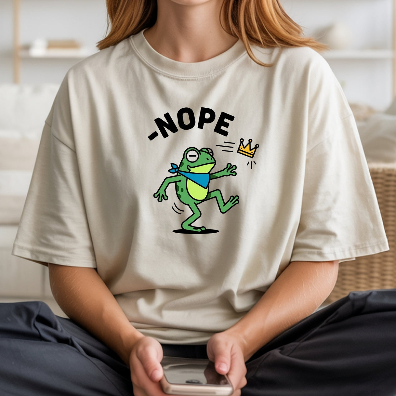 No Kings Streetwear T-Shirt – Frog Graphic Cotton Top for Men & Women
