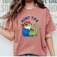 Aunt Tifa Resist Frog T-Shirt – Humorous Graphic Tee for Adults