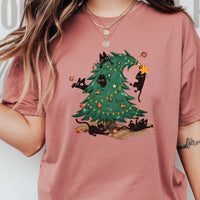 Christmas Tree and Cat Shirt – Cute Cat Lover Holiday Graphic Tee
