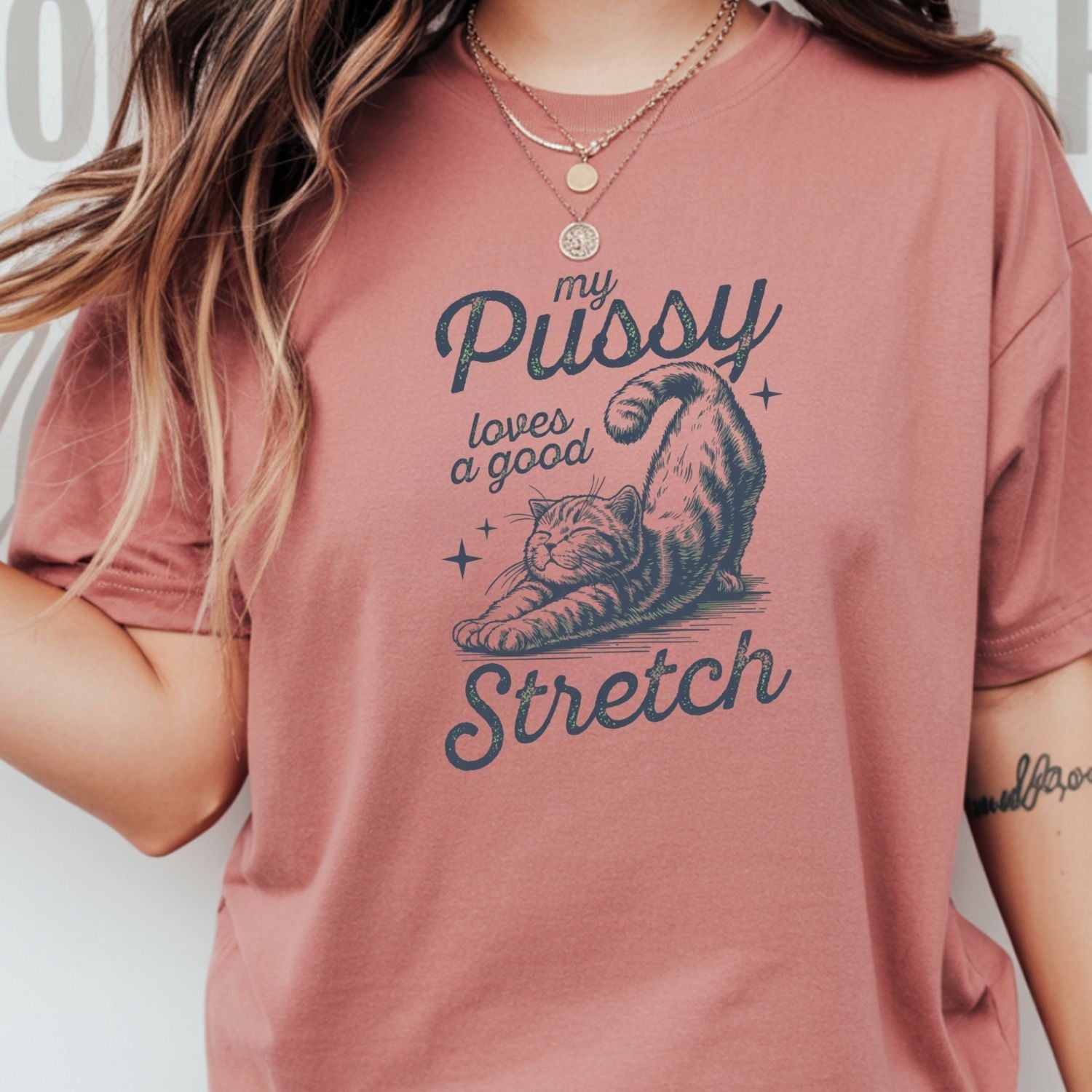 Cheeky Cat Shirt – Funny Stretching Cat Tee, Retro Humor Gift for Her