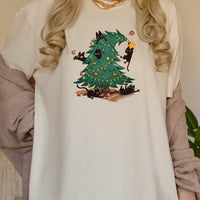 Christmas Tree and Cat Shirt – Cute Cat Lover Holiday Graphic Tee
