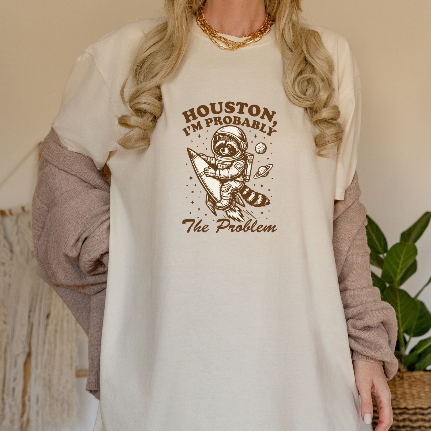 Houston I’m Probably the Problem T-Shirt – Funny Raccoon Space Tee