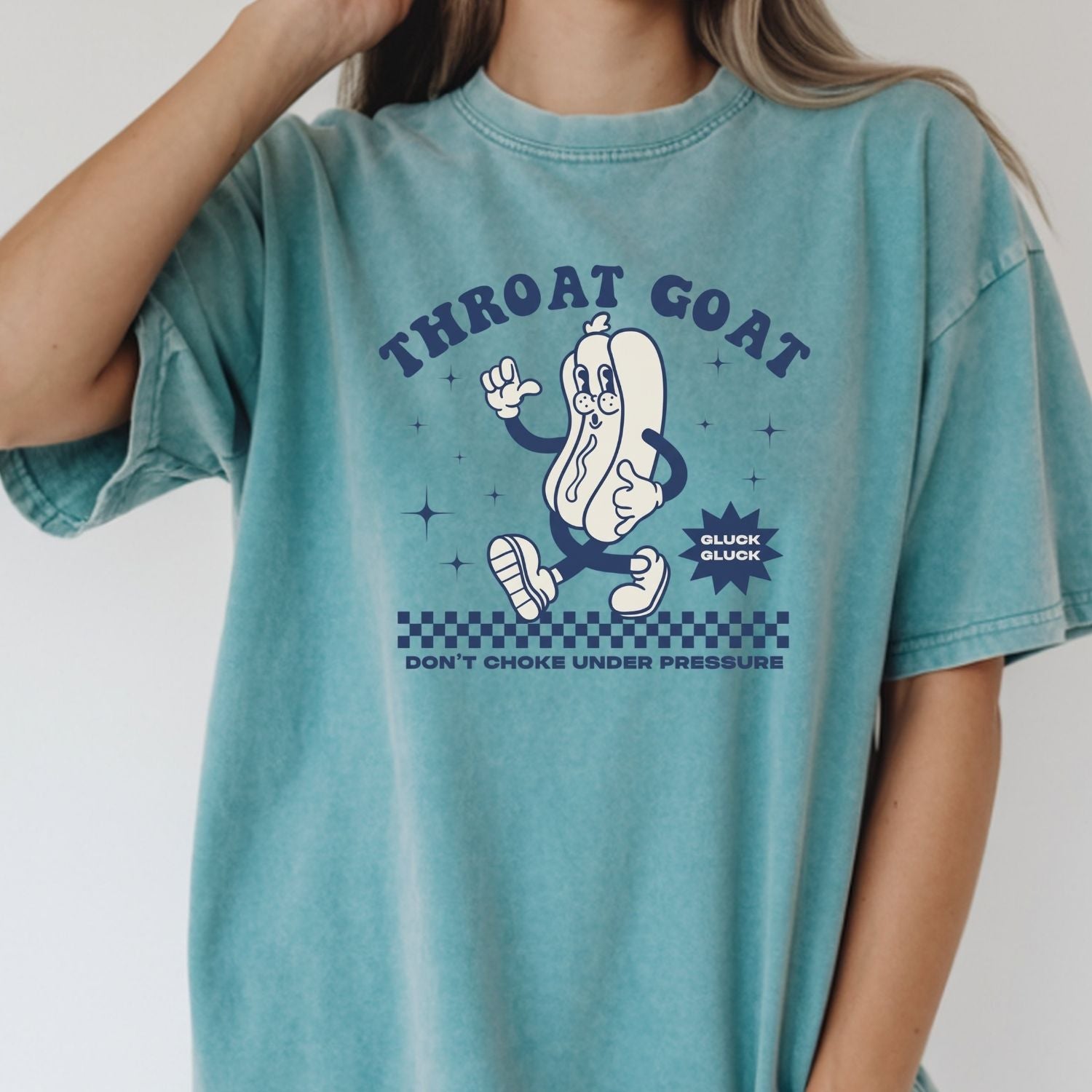 Funny Throat Goat Meme T-Shirt - Retro Inappropriate Shirt - Embarrassing Humor Tee for Adults