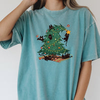 Christmas Tree and Cat Shirt – Cute Cat Lover Holiday Graphic Tee
