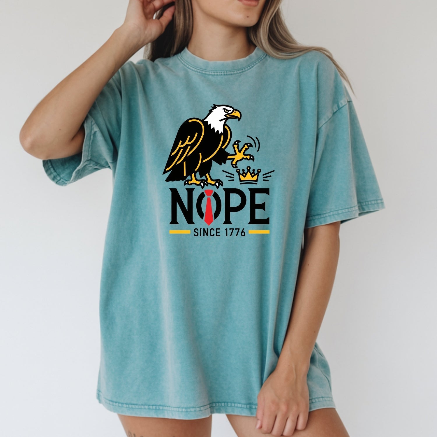 No Kings in America Shirt – Bald Eagle Graphic Tee – Funny Liberty Parody Top