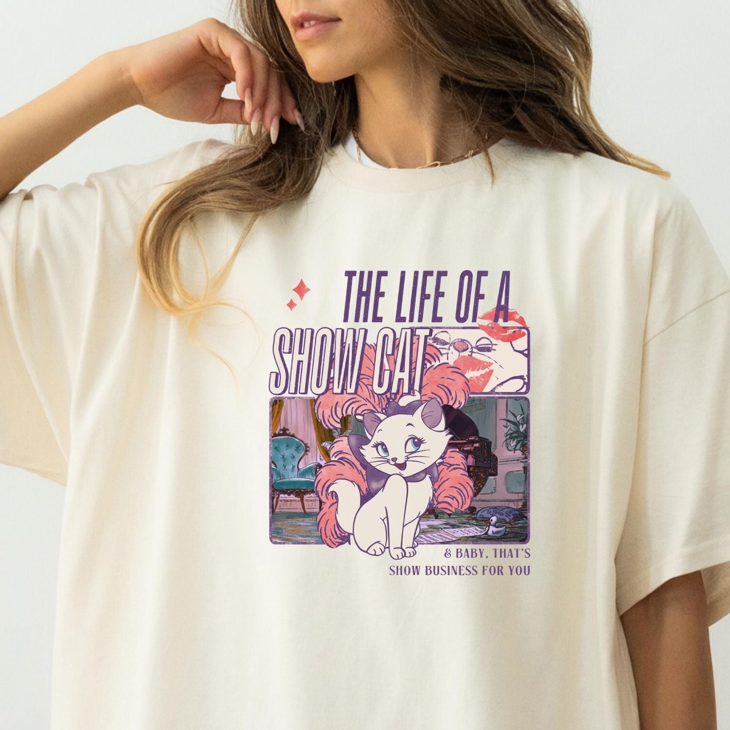 Showgirl Cat Shirt - Vintage The Life of a Showcat Tee - Cute Retro Cat Graphic T-Shirt