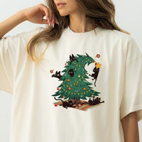 Christmas Tree and Cat Shirt – Cute Cat Lover Holiday Graphic Tee