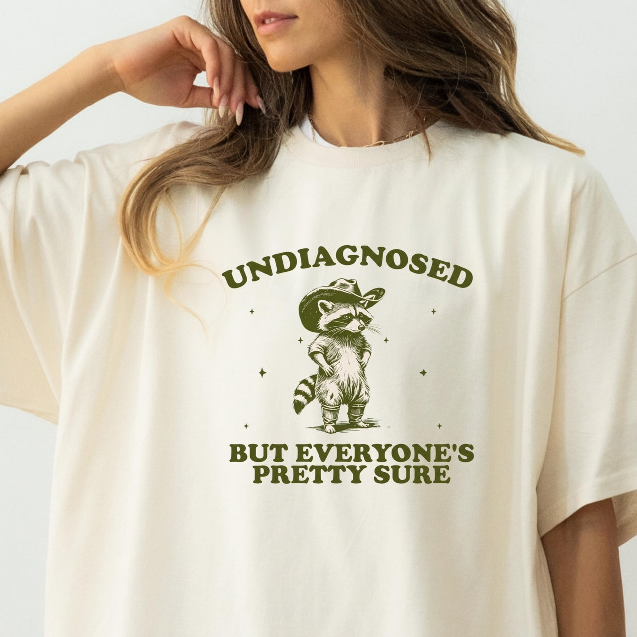 Undiagnosed but Everyone’s Pretty Sure T-Shirt – Funny Raccoon Tee – Vintage Cowboy Meme Design