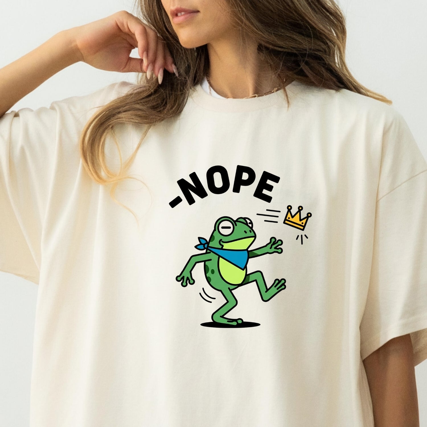 No Kings Streetwear T-Shirt – Frog Graphic Cotton Top for Men & Women