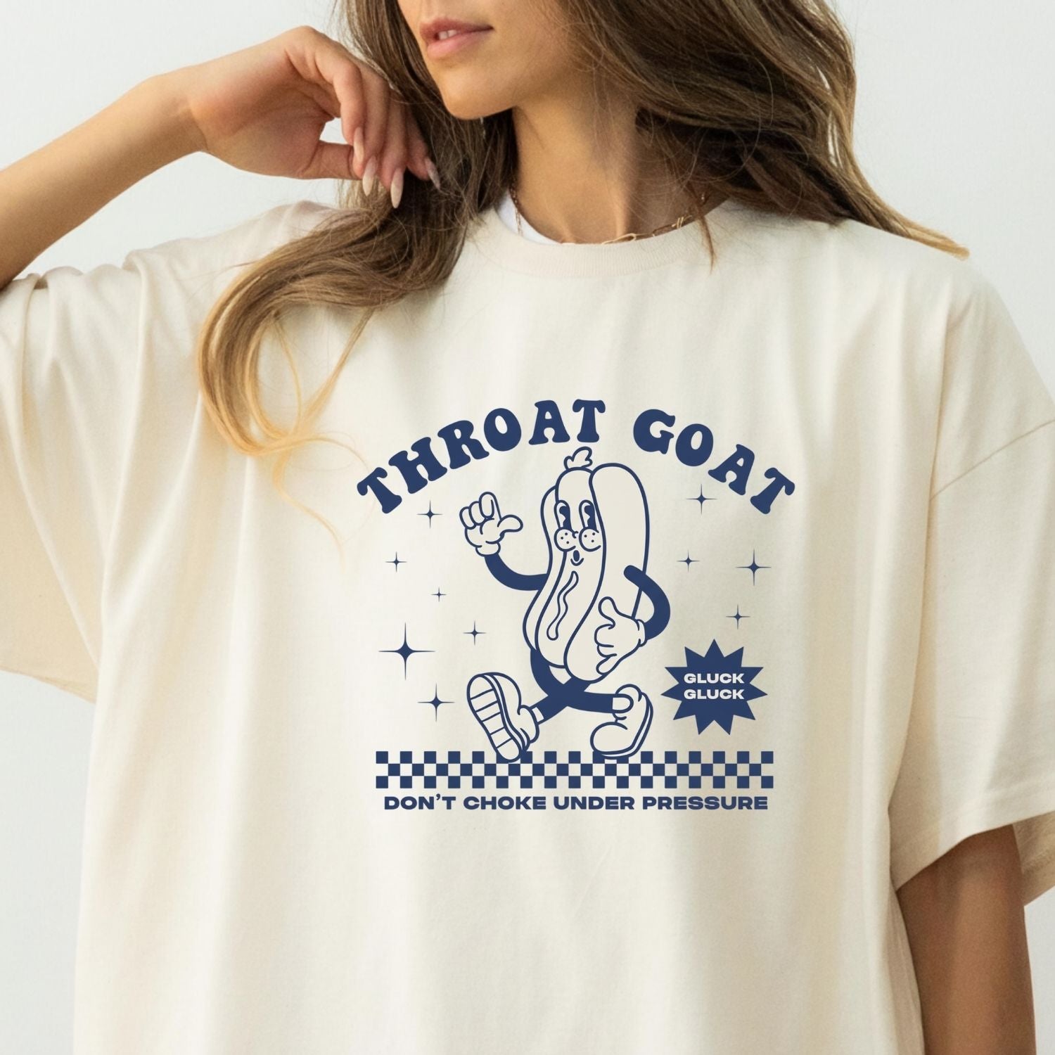 Funny Throat Goat Meme T-Shirt - Retro Inappropriate Shirt - Embarrassing Humor Tee for Adults