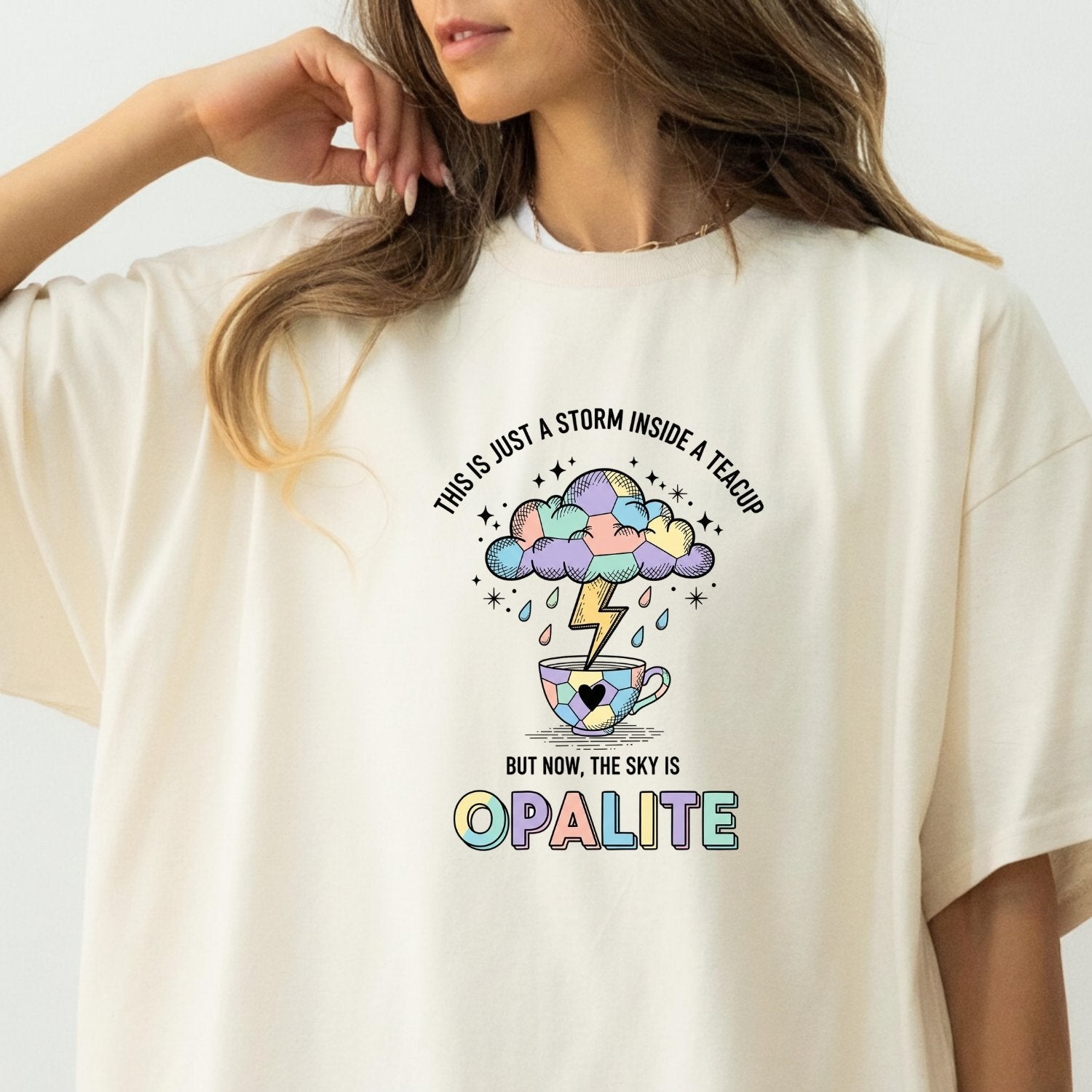 Storm in a Teacup Shirt – Opalite Sky Romantic Graphic Tee