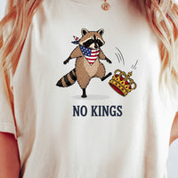 No Kings Raccoon T-Shirt – Funny American Rebel Tee – Patriotic Humor Graphic Top