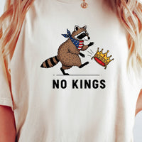 No Kings Raccoon Graphic T-Shirt - Freedom and Independence Shirt – Funny Parody Top