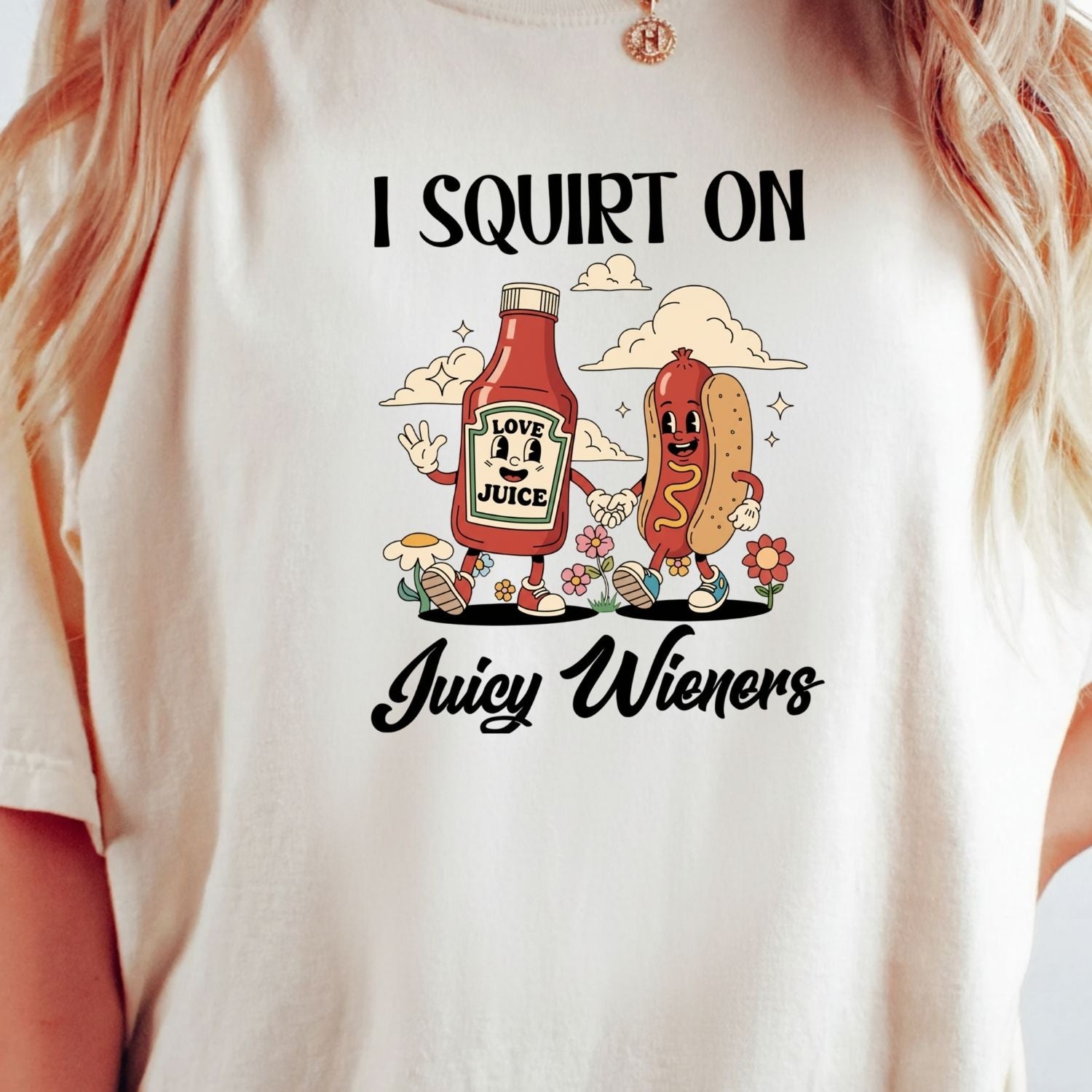 Funny Hot Dog T-Shirt - Retro Food Pun Tee - Inappropriate Humor Shirt for Adults