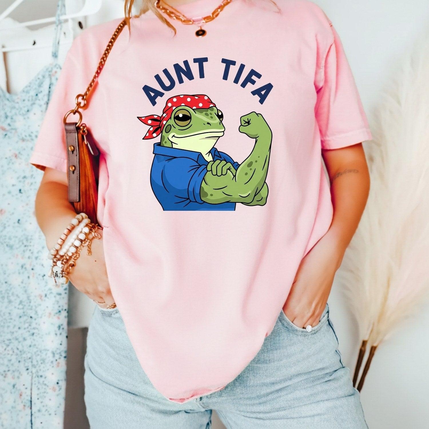 Aunt Tifa Resist Frog T-Shirt – Humorous Graphic Tee for Adults
