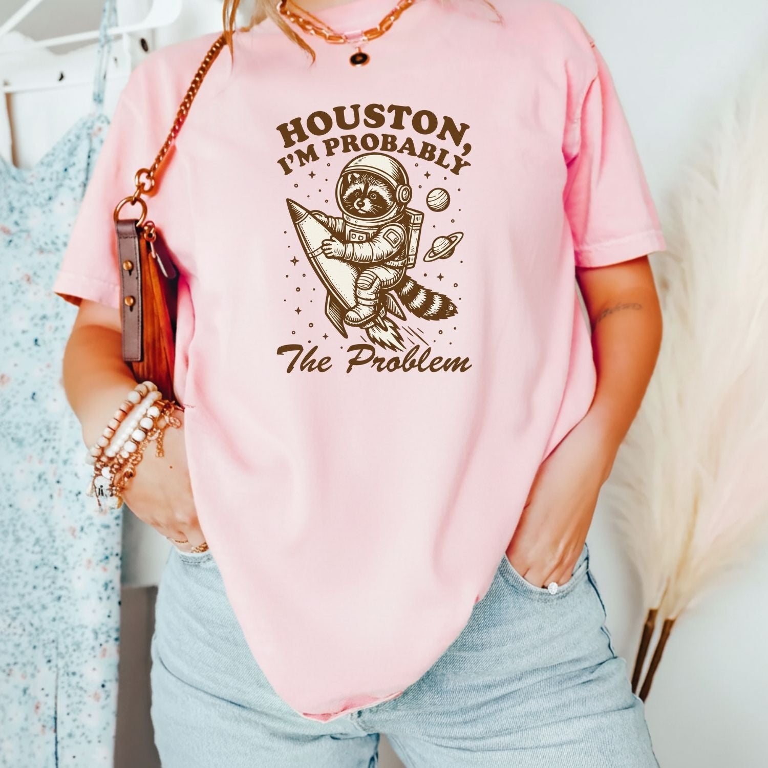 Houston I’m Probably the Problem T-Shirt – Funny Raccoon Space Tee
