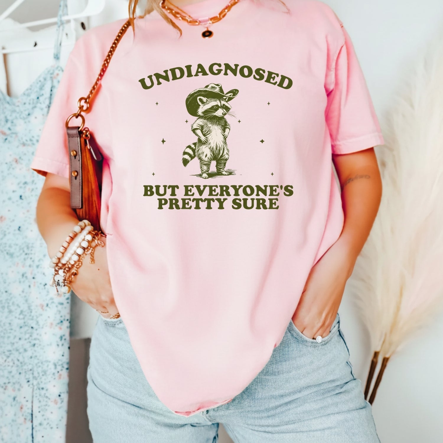 Undiagnosed but Everyone’s Pretty Sure T-Shirt – Funny Raccoon Tee – Vintage Cowboy Meme Design