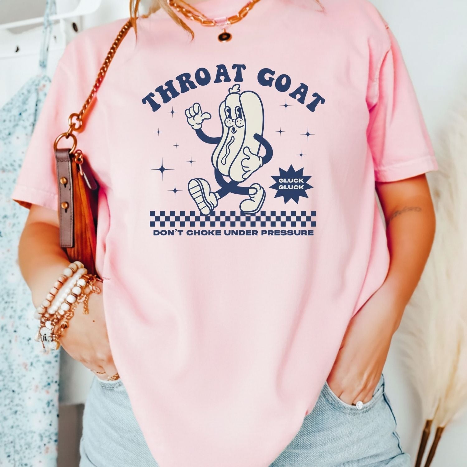 Funny Throat Goat Meme T-Shirt - Retro Inappropriate Shirt - Embarrassing Humor Tee for Adults
