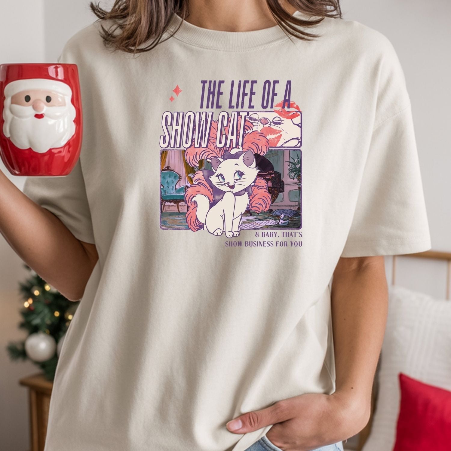Showgirl Cat Shirt - Vintage The Life of a Showcat Tee - Cute Retro Cat Graphic T-Shirt