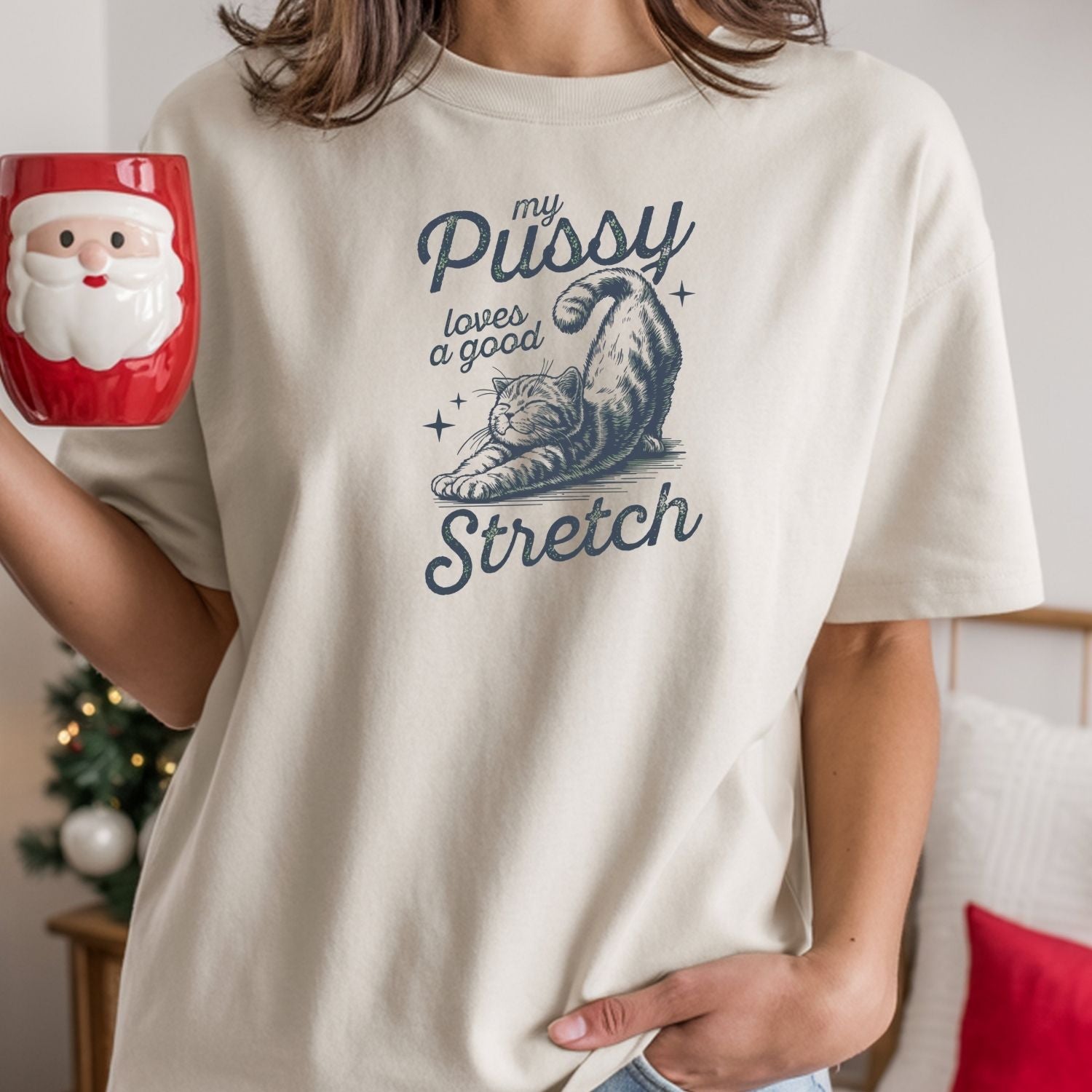 Cheeky Cat Shirt – Funny Stretching Cat Tee, Retro Humor Gift for Her