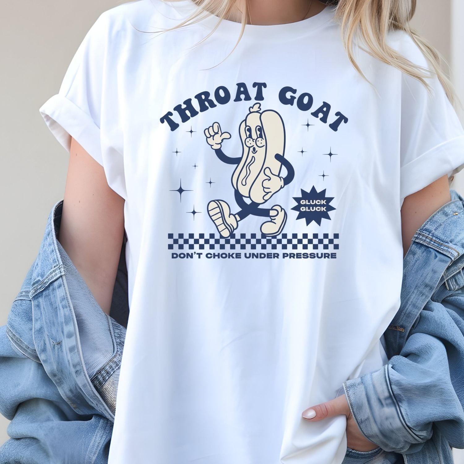 Funny Throat Goat Meme T-Shirt - Retro Inappropriate Shirt - Embarrassing Humor Tee for Adults