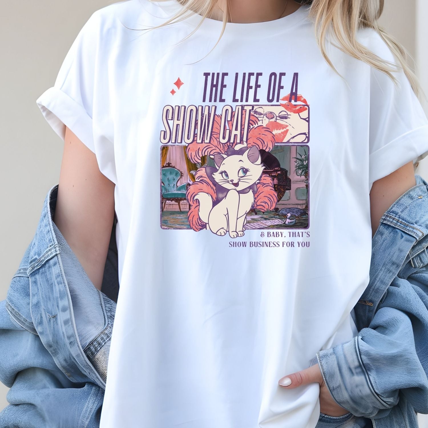 Showgirl Cat Shirt - Vintage The Life of a Showcat Tee - Cute Retro Cat Graphic T-Shirt