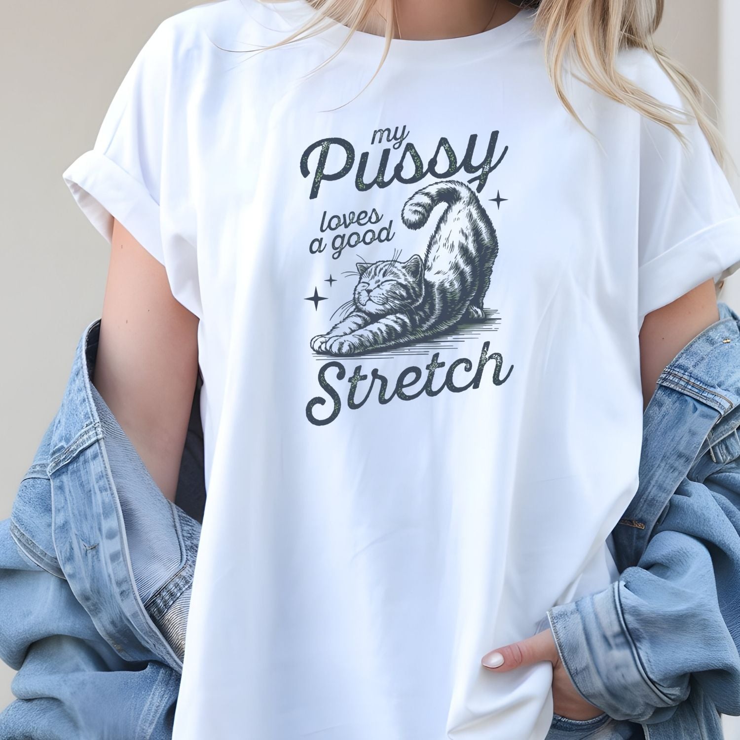 Cheeky Cat Shirt – Funny Stretching Cat Tee, Retro Humor Gift for Her