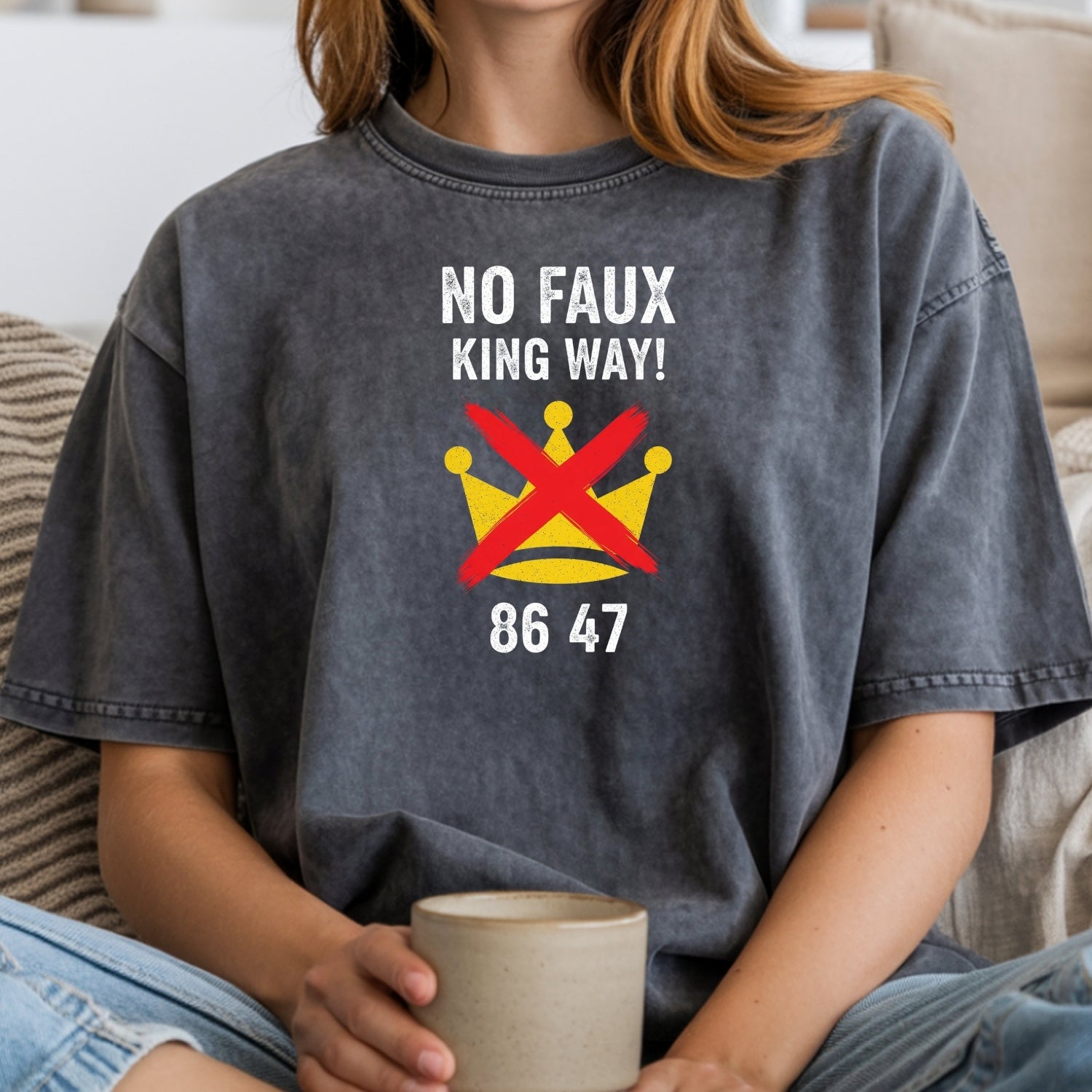 No Faux King Way 8647 Tee – Witty Wordplay Graphic Shirt