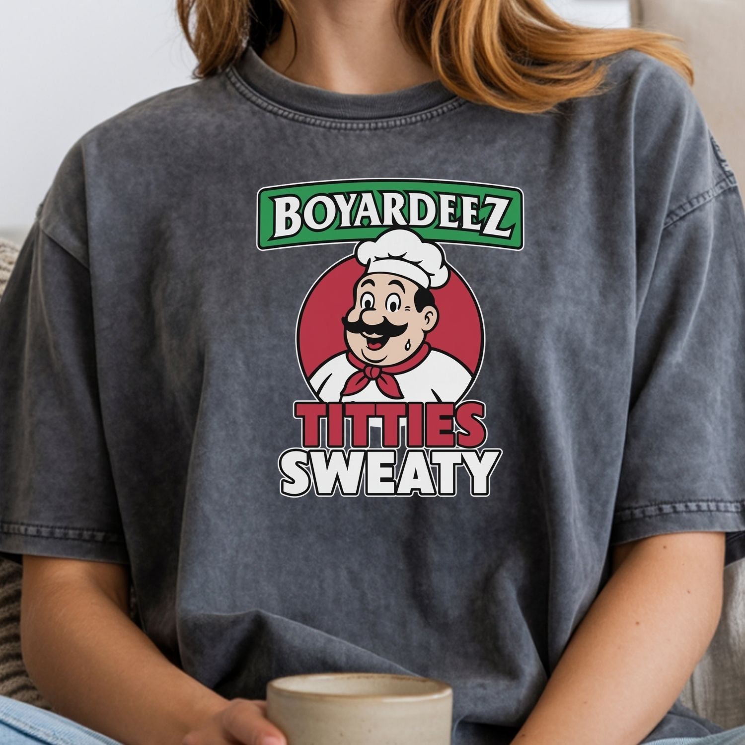 Retro Boyardeez Titties Sweaty Meme Tee - Funny Graphic T-Shirt - Extra Sweaty Edition Humor Shirt