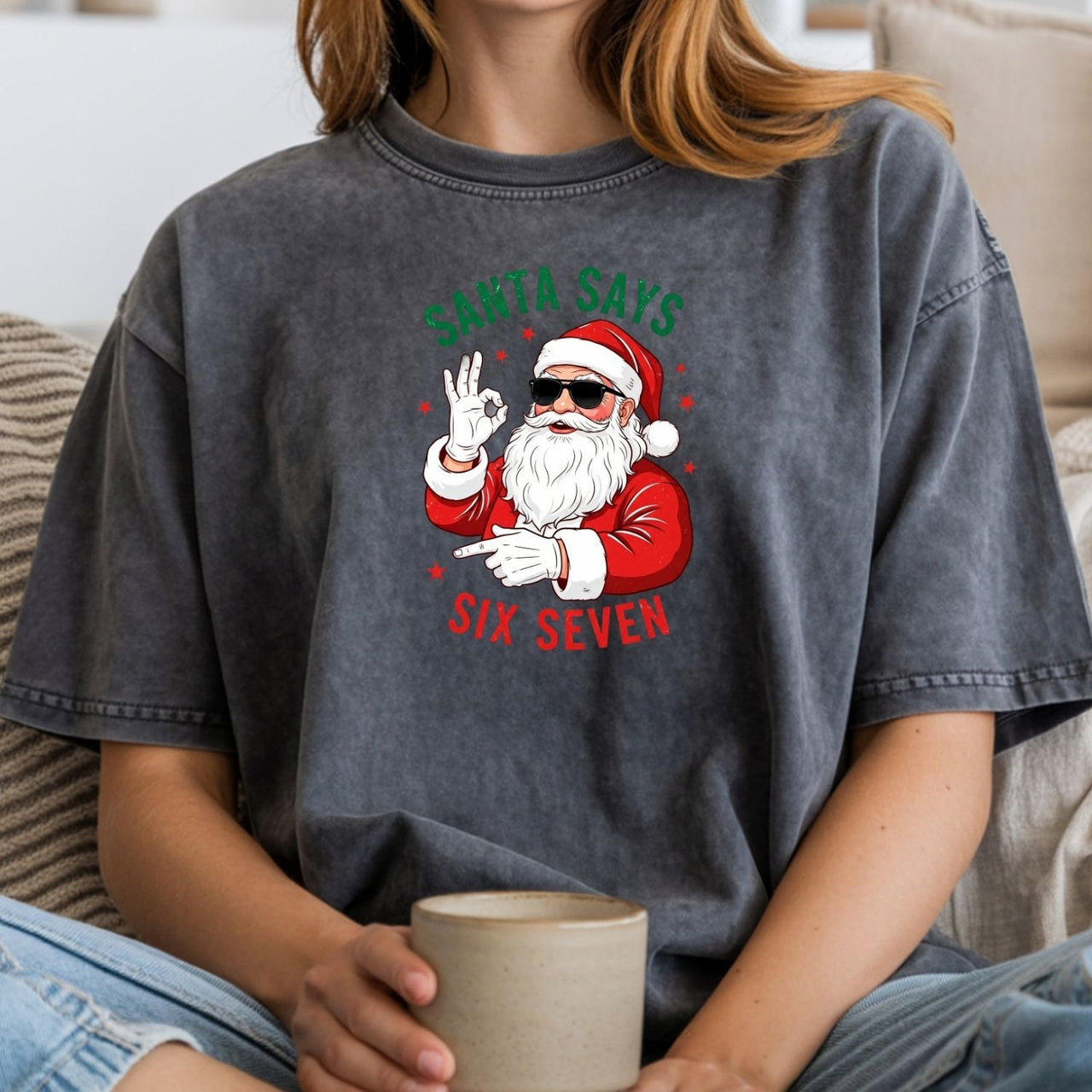 Funny Santa Says Six Seven T-Shirt – Christmas Meme Graphic Tee
