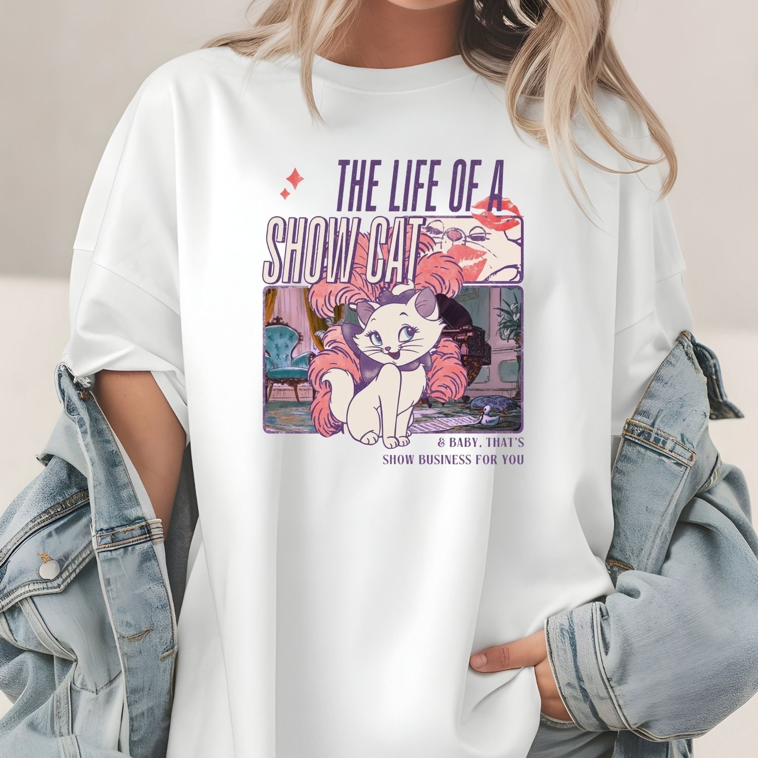 Showgirl Cat Shirt - Vintage The Life of a Showcat Tee - Cute Retro Cat Graphic T-Shirt