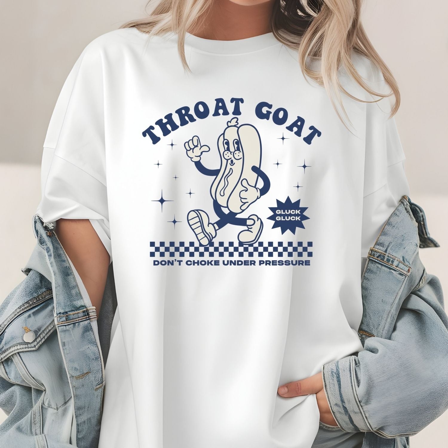 Funny Throat Goat Meme T-Shirt - Retro Inappropriate Shirt - Embarrassing Humor Tee for Adults