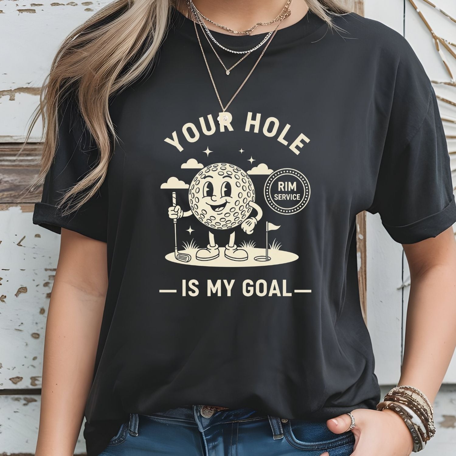 Funny Your Hole is My Goal T-Shirt - Inappropriate Humor Tee - Golf Gift Shirt for Men and Women
