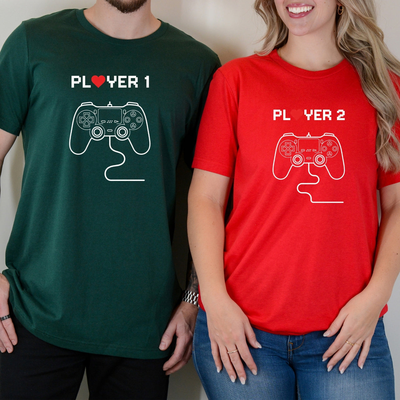 Funny Player 1 Player 2 Gamer Matching T-Shirts For Couples