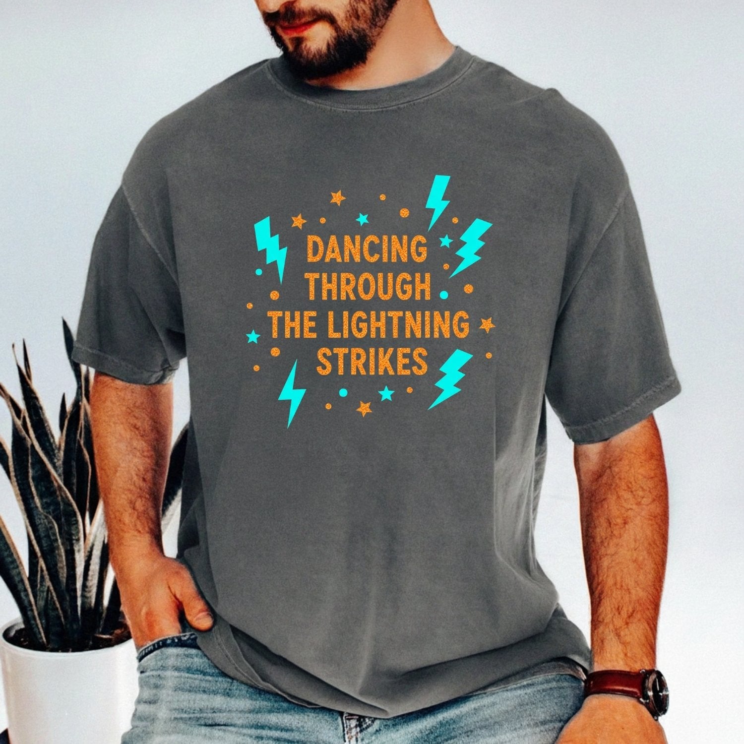 Dancing Through the Lightning Shirt – Vintage Opalite Sky Graphic Tee