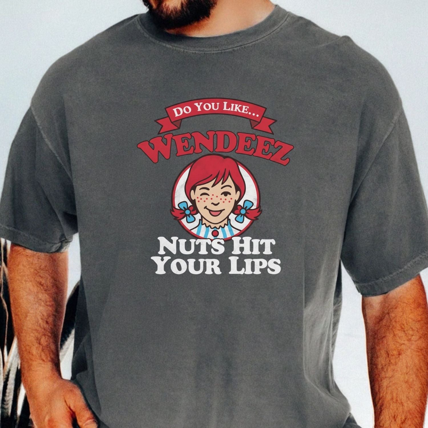 Wendeez Nuts Hit Your Lips Funny Retro Meme Shirt – Cheeky Humor Tee, Embarrassing Joke Gift for Adults