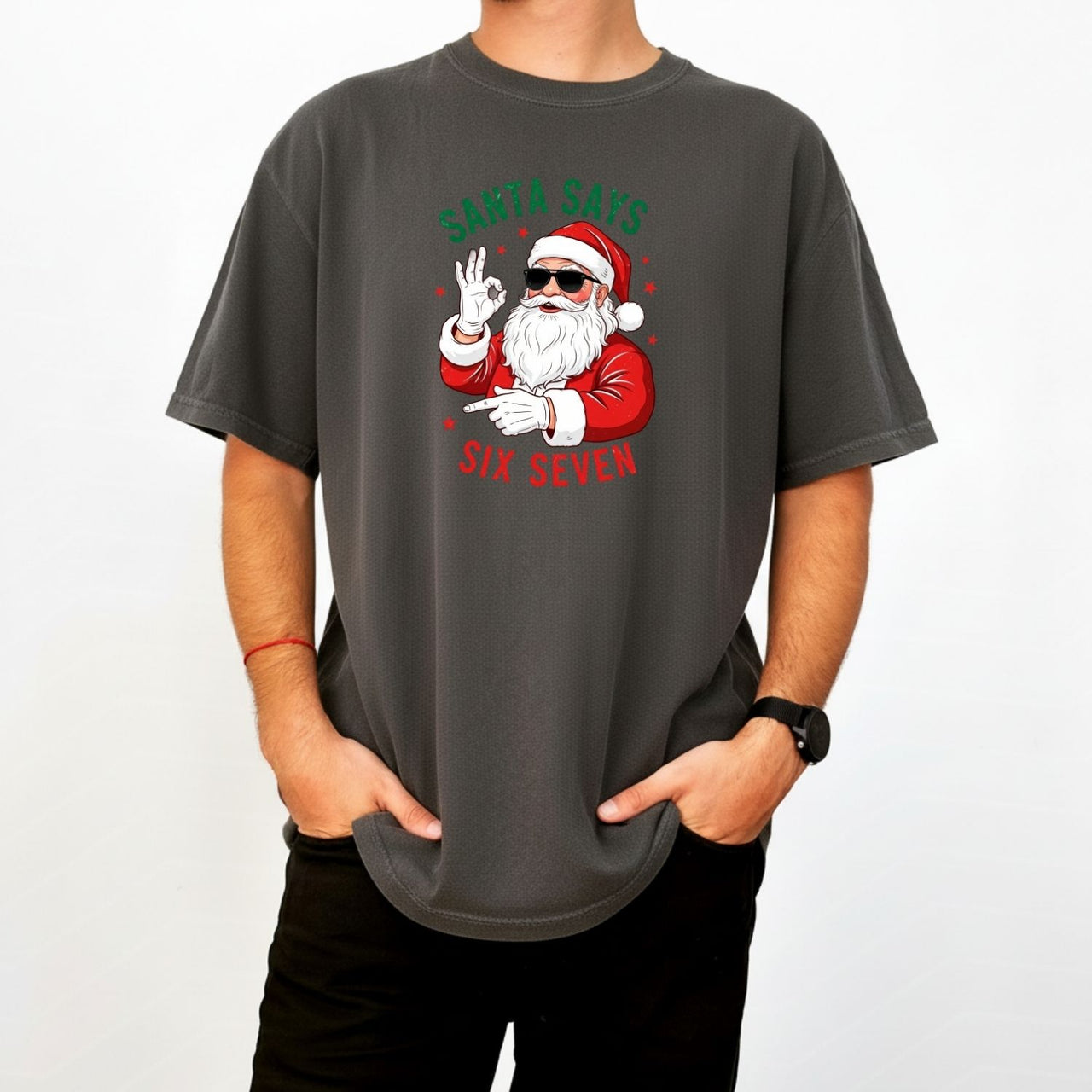 Funny Santa Says Six Seven T-Shirt – Christmas Meme Graphic Tee