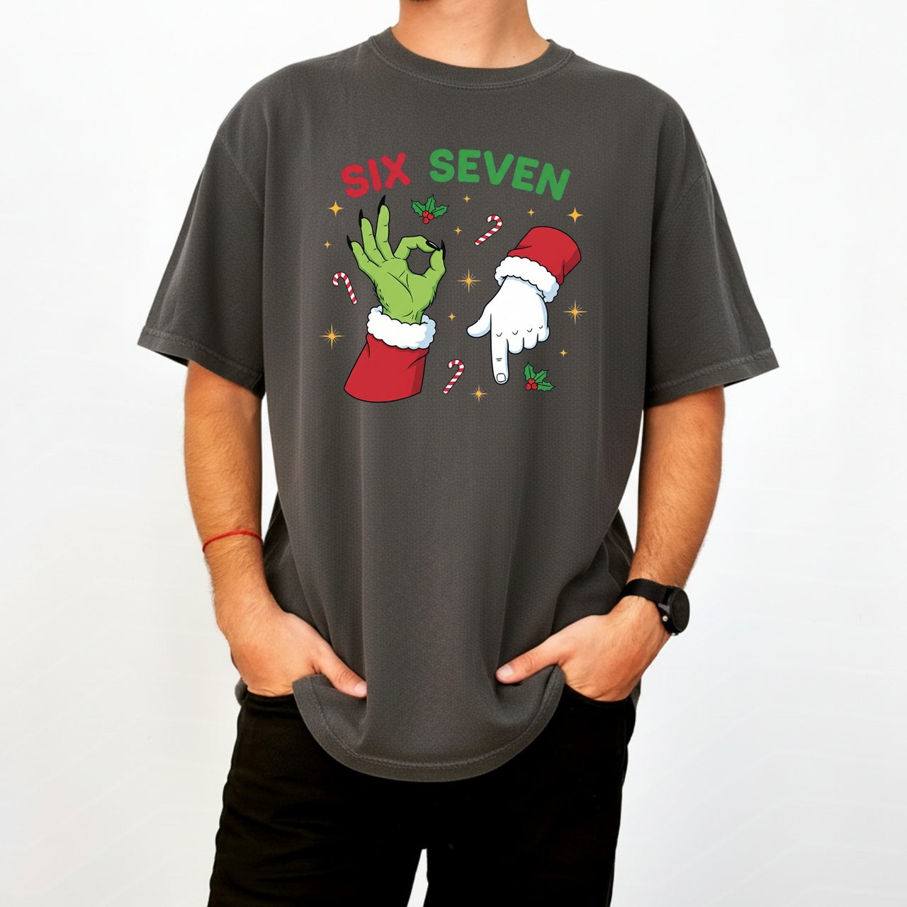 Six Seven Christmas T-Shirt – Funny Holiday Meme Graphic Tee